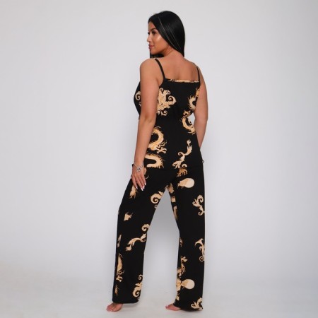 Female set (top/pants), black color, size 52-2