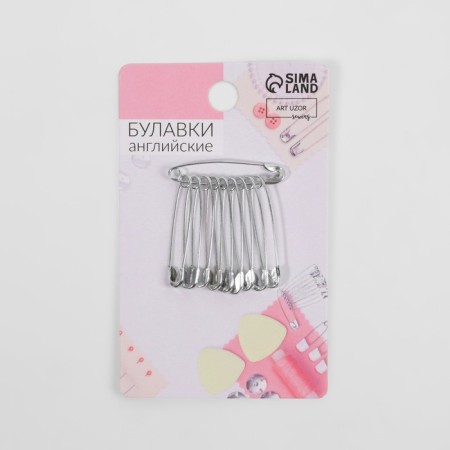 English pins, 27 mm, 10 pcs, silver color-3
