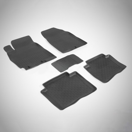 Rubber rugs with high side for Kia Rio III, 2011-2017