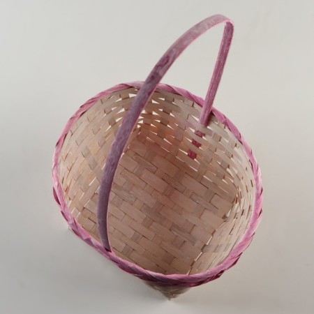 A set of wicker baskets, D16x10/31 cm, D19x10/32 cm, d21x11/36 cm, 3 pcs, pink, bamboo-4