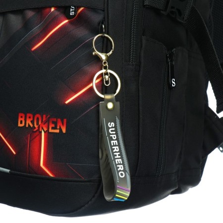 Youth backpack, 40 x 28 x 18 cm, ergonomic back, Stavia "Broken", black-8