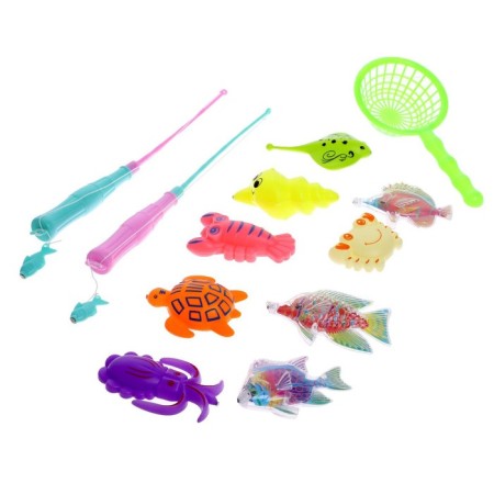 Fishing "sea inhabitants" 9 fish, 2 fishing rods, net-3
