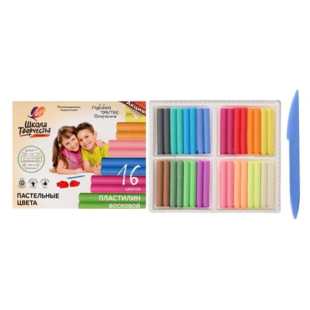 Plasticine soft wax, 16 colors 240 g "School of Creativity"