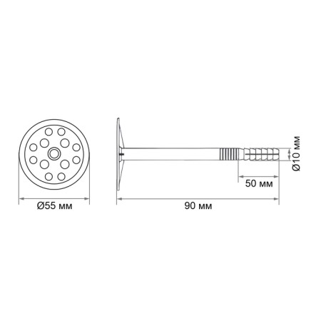 Dowel "bison", for insulating materials, with a plastic nail, 10x90 mm, 100 pcs-6
