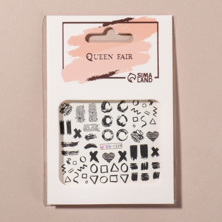 Slider-design for nails "Creative mess", packing 6 pcs, black color-1