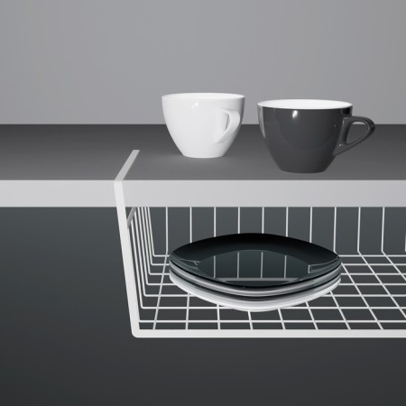 Mesh -mounted mesh -mounted basket on the shelf of the share, 35 × 23 × 12 cm, white color-3