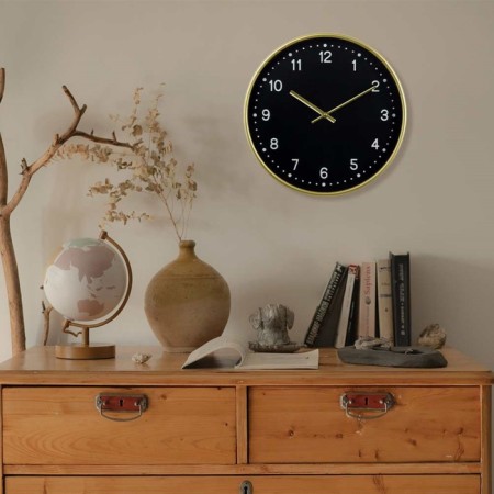 Wall clock, series: classic, smooth move, d-30.5 cm, gold-3