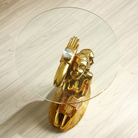 Decorative table "African with a child on the back" gold 42x42x64 cm-4