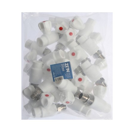 Ball crane for Zein radiator, polypropylene, straight, d = 20 mm x 1/2 "-2