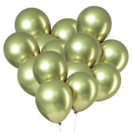 Latex ball 12 "Chrome", metal, set of 5 pcs., Salad color-1