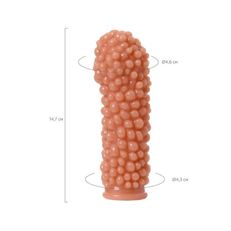 Kokos nozzle with additional stimulation, realistic, TPE, bodily, 14.7 cm-7