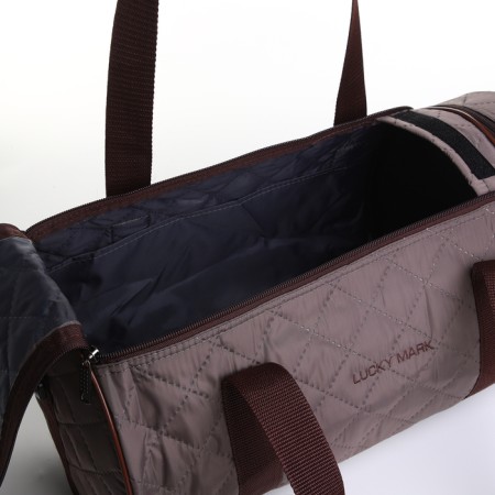 Sports bag with lightning, 2 outer pockets, long belt, brown color-2