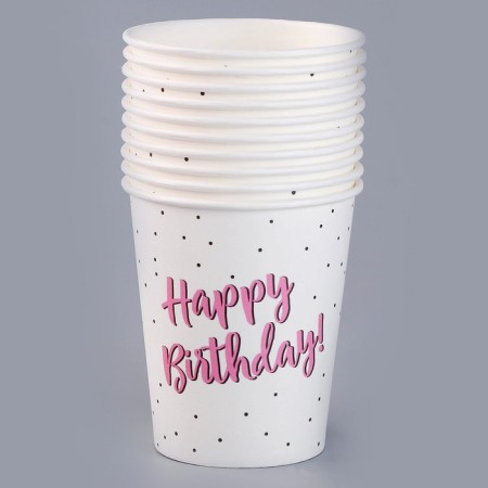 A one -time paper glass "Happy Birthday, Pink", 250ml-1