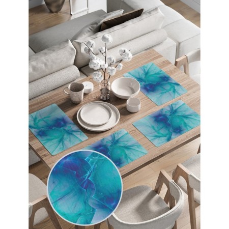 A set of napkins for setting the Air turquoise table, rectangular, rounded edges, size 30x46 cm, 4 pcs-1