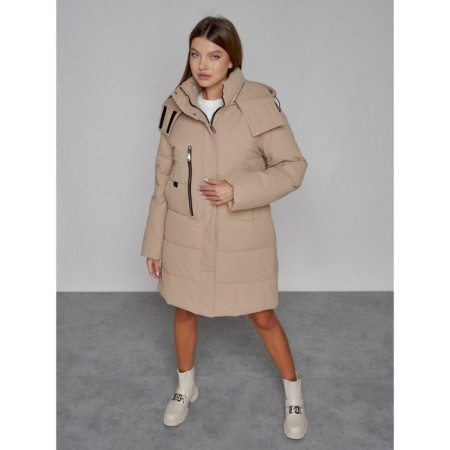 Coat insulated winter female, size 50, color light brown-9