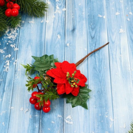 Decor "Winter Dreams" Scarlet Flower Berry Buckles, 19 cm