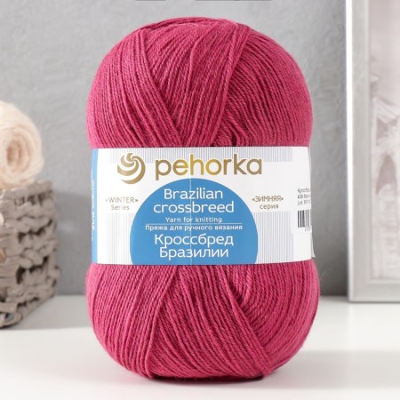 Yarn "Crossbred Brazil" 50% Merinos.Shyre, 50% acrylic 500m/100g (439-raspberry)