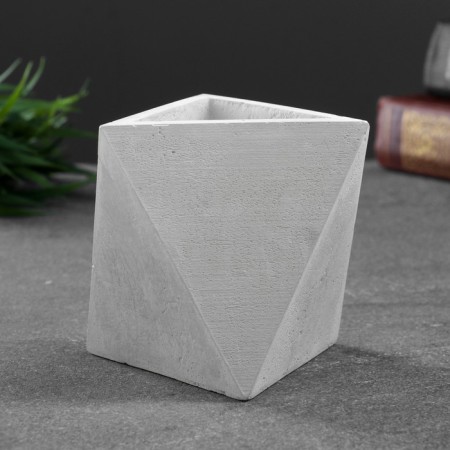 Cashpo concrete "abstraction" white 9 x 9 x 9 cm-1