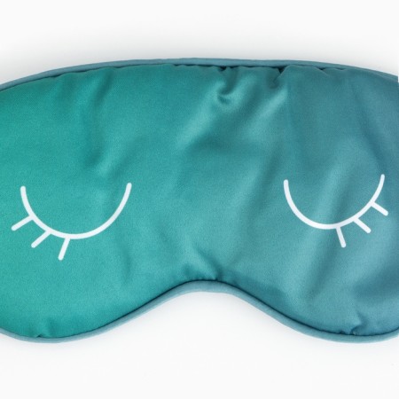 Silk mask for sleep "Eyes", 20 x 9 cm, turquoise color-1