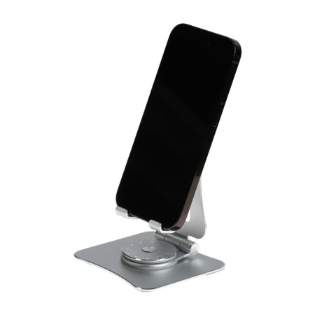 A phone stand, adjustable, folding, 360 ° rotation, metal, silver-3
