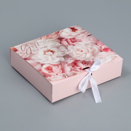 Bearbox Gift Two -way folding, packaging, “peonies”, 20 x 18 x 5 cm-3
