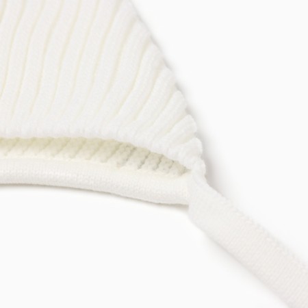 Knitted children's hat minku, white color, size 36-38-4