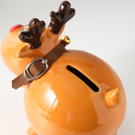 Piggy bank Ceramics "Singing Deer, in a collar with bells" 9.8x14x15.1 cm-6