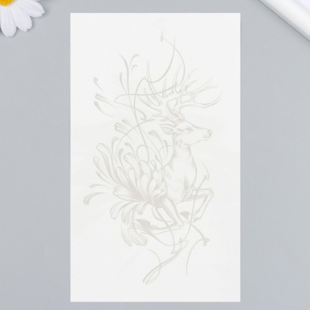 Tattoo on the body blue "Deer in lines" 18x11 cm-1