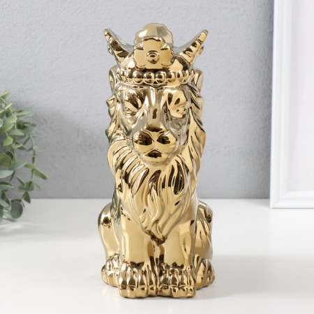 Souvenir ceramics "Leo in the crown" Gold 17x12x26 cm
