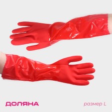 Rubber domestic gloves with a shade of the share, size L, long cuffs, 140 gr, red color
