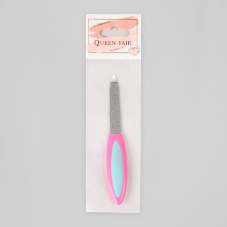 Metal file for nails, rubberized handle, 12 cm, color mix-2