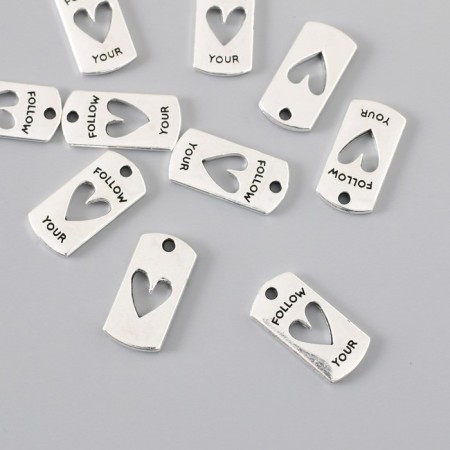 Decor for creativity Metal "Heart with Heart" silver 2x1 cm-1