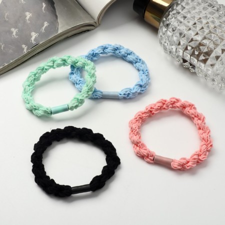 Hair elastic band "Mahrushka Sport" weaving chaos pastel, 5 cm, mix-1
