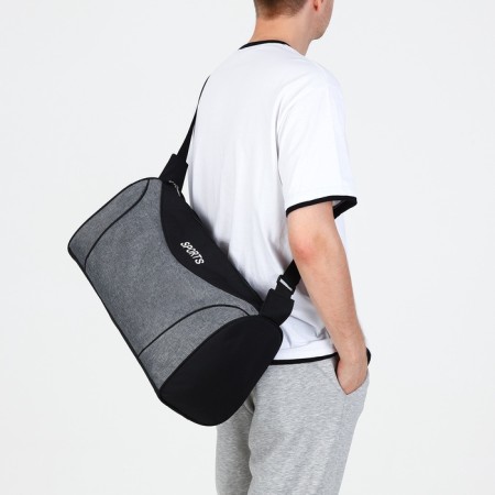 Sports bag with lightning, long belt, black/gray color-4