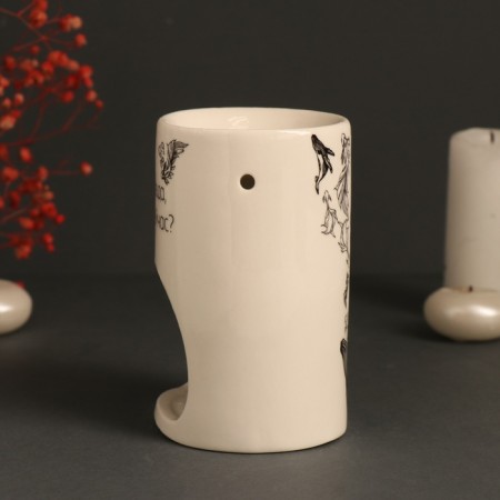 Aroma lamp ceramics "Is it really important now?" White 7.2x7.2x11.6 cm-3