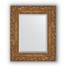 Mirror with fatset in the baguette frame - bronze vignette 85 mm, 45 x 55 cm, evoForm