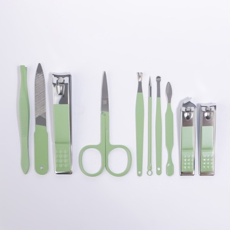 Manicure set, 10 items, in case, turquoise color-3