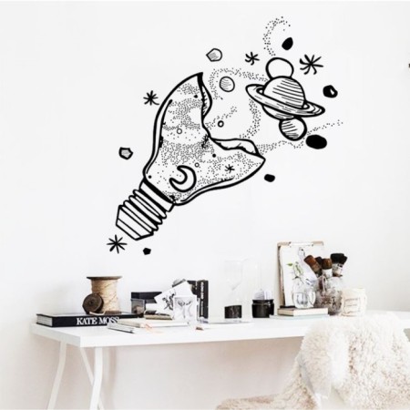Stick plastic interior black "light bulb and space" 37x58 cm