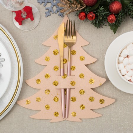 Envelope for tablespoons "Christmas tree with gold" 23x35 cm, 100% p/e, felt