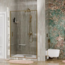 Душевая дверь WasserKRAFT Aisch 55P05, 1200x2000 мм, прозрачная, распашная, золото