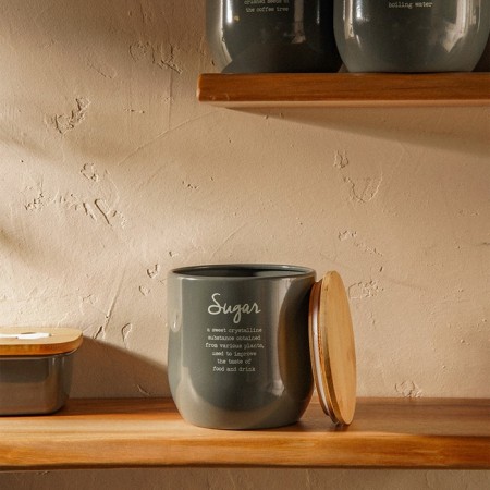 Sugar Bank SL Home, 12 × 12 cm, gray color, with a bamboo lid