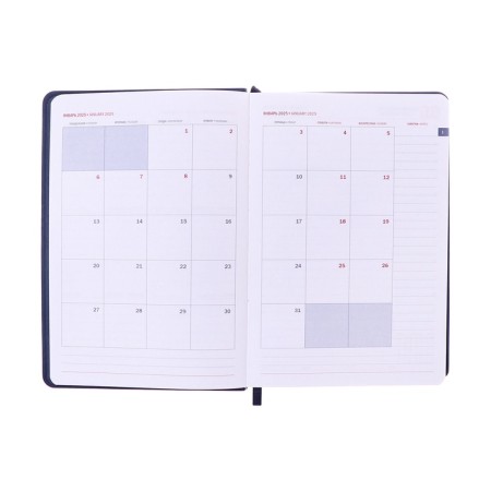 Dated diary 2025, A5, 176 sheets, Hong Kong, solid cover, pancake embossing, with liesse, block 80 g/m2, blue-9