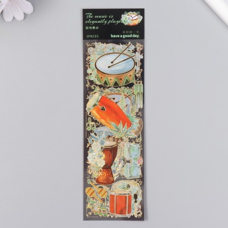 Stickers for creativity "percussion and flowers" set 2 sheets 17.5x6 cm-2