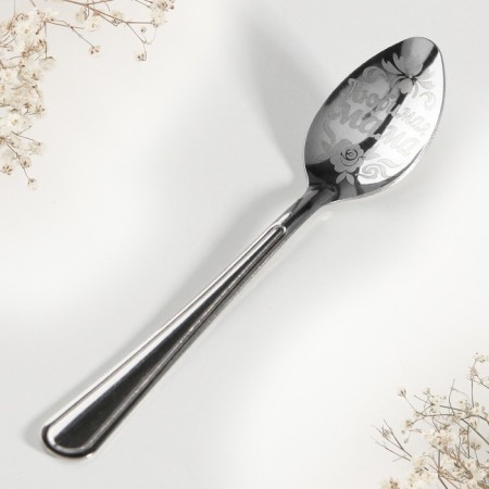 A teaspoon spoon with an engraving “Beloved Mom”, in a gift box, 3 x 14 cm.-8