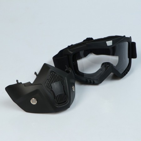 Glasses-mask for motorcycle driving, collapsible, transparent glass, black-2