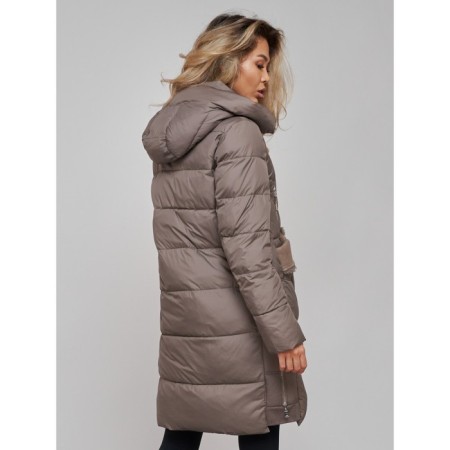 Coat insulated winter female, size 52, brown color-23