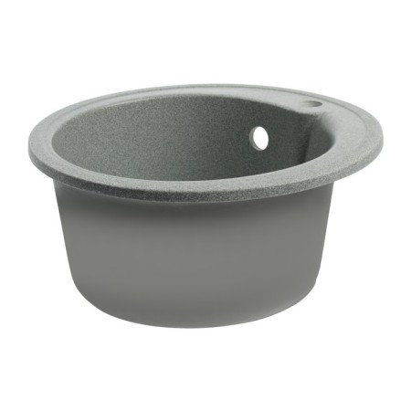 Sink for a kitchen made of stone Zein 4/Q8, D = 435 mm, round, overflow, dark gray color-1