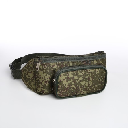 Lightning waist bag, outer pocket, green color/camouflage