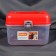 Boxing for storing sewing accessories, with a lid, 21 × 17.7 × 15.4 cm, the color is transparent/red