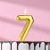Candle in the Cake "European", number "7", 6 cm, gold